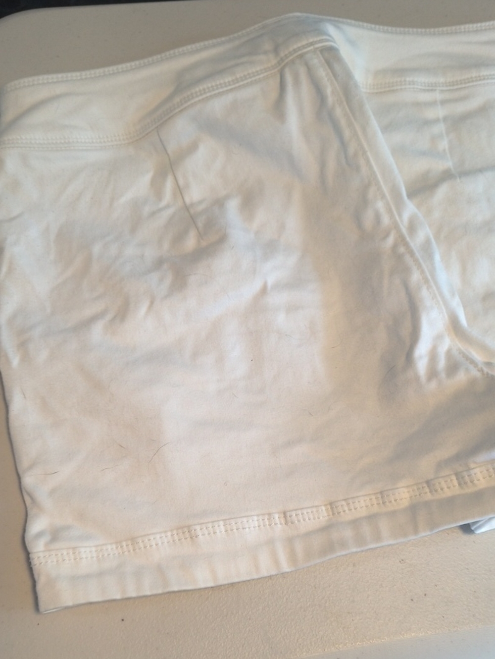Express High Waist Cream Button Shorts - Picture 6 of 14